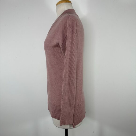 Smartwool Split Merino Wool Blend V-neck Sweater in Taupe Women's Size Small - Picture 8 of 16